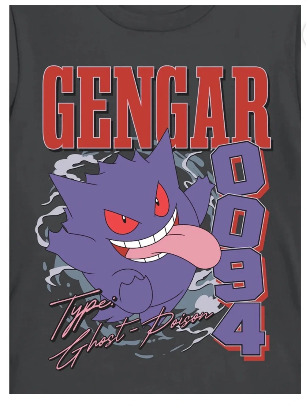 Gengar Graphic Tee in Charcoal with Purple Print